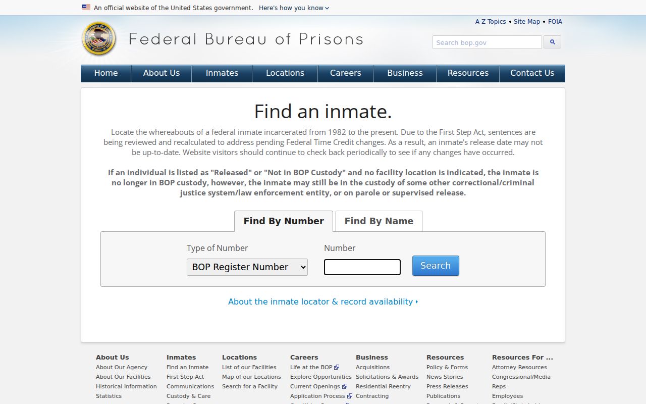 Clark County criminal history BOP federal inmate locator