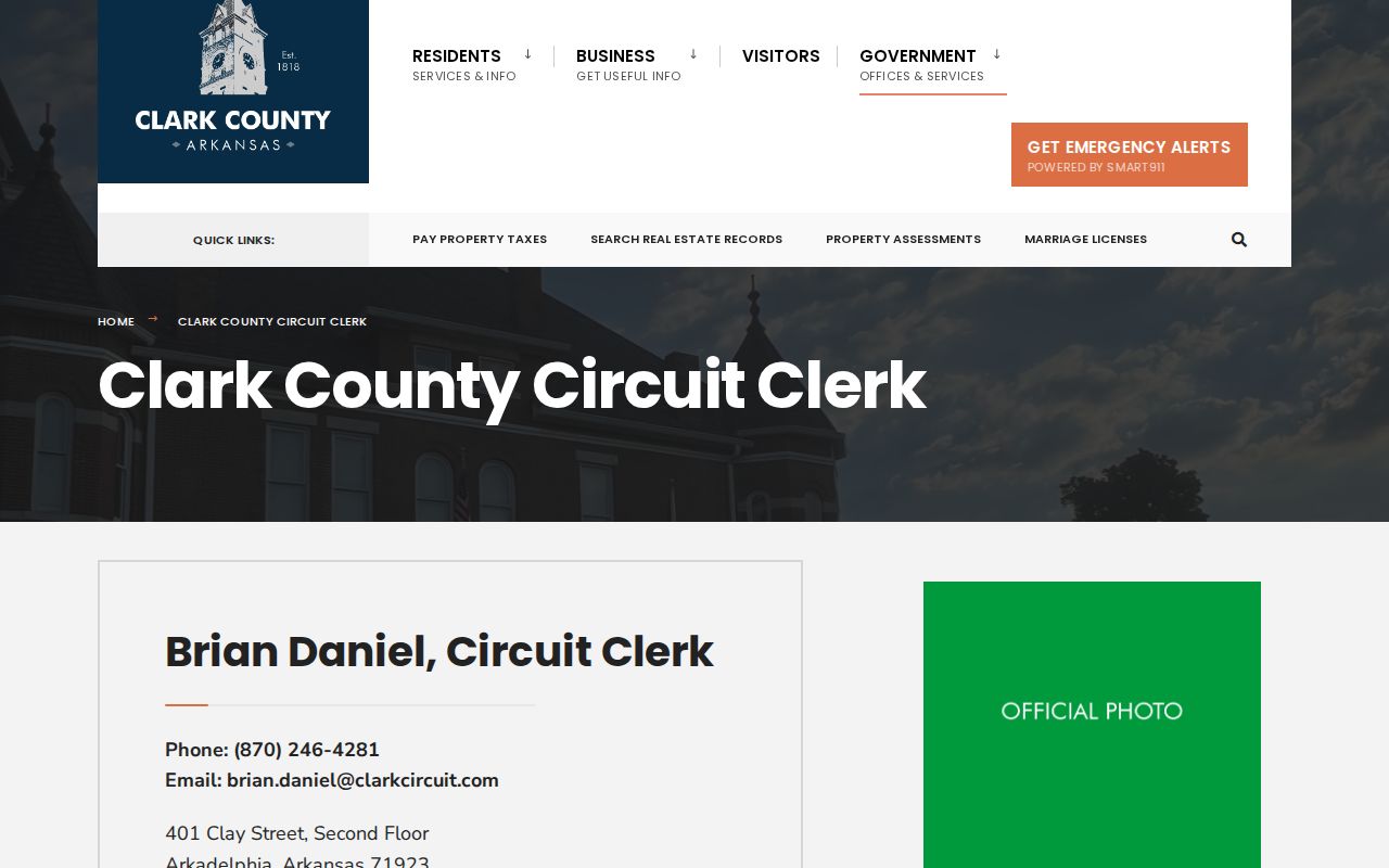 Clark County Circuit Clerk contact page for court case records